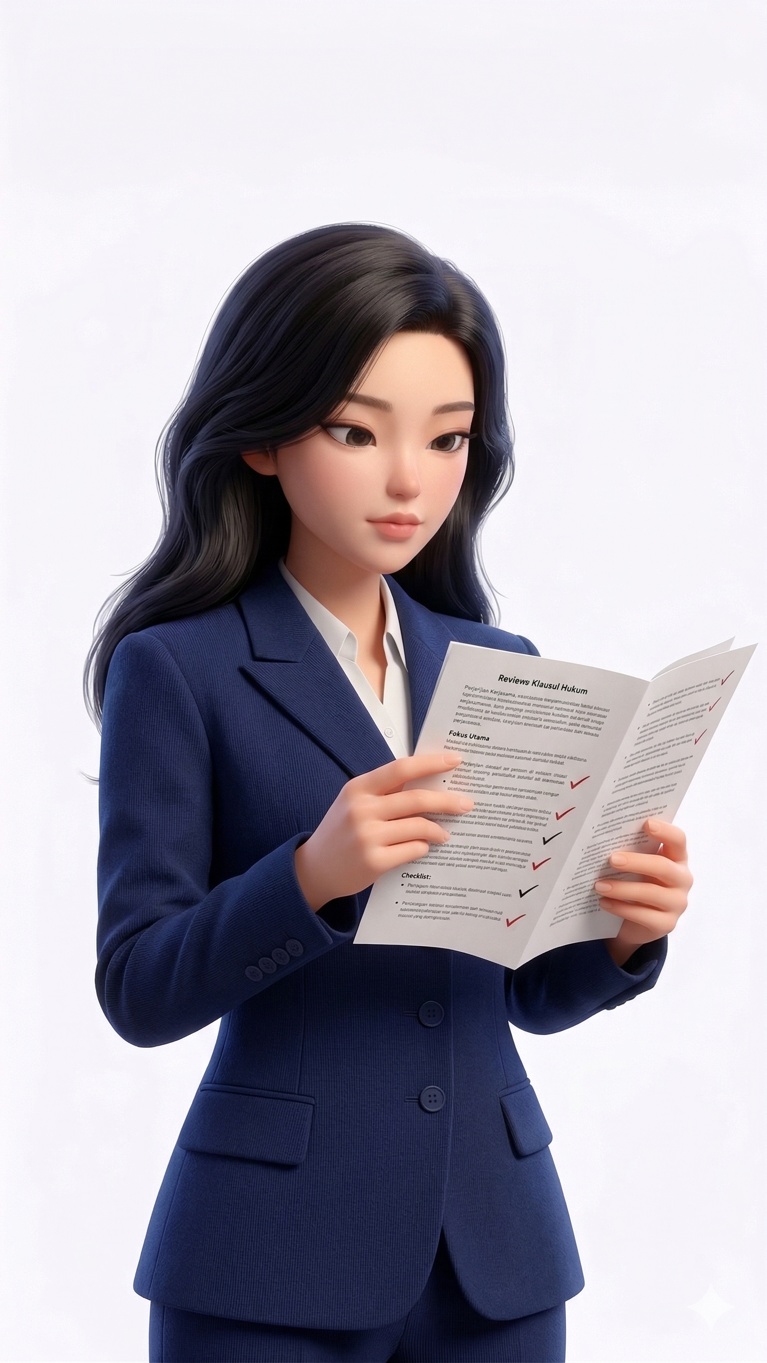 Ilustrasi wanita membaca dokumen hukum