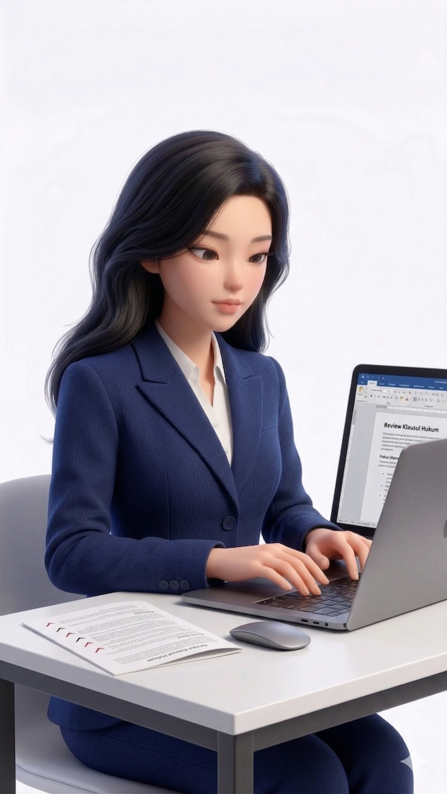 Ilustrasi belajar hukum dengan laptop